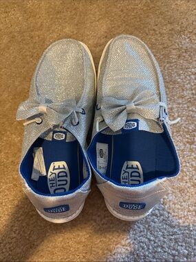 Hey Dude women's Silver Glitter Bow Slip-On Sneakers